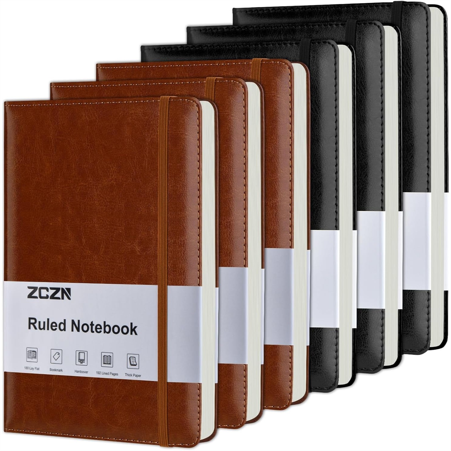 Leatherwork Journal - 6 Pack Lined Journal Notebooks A5