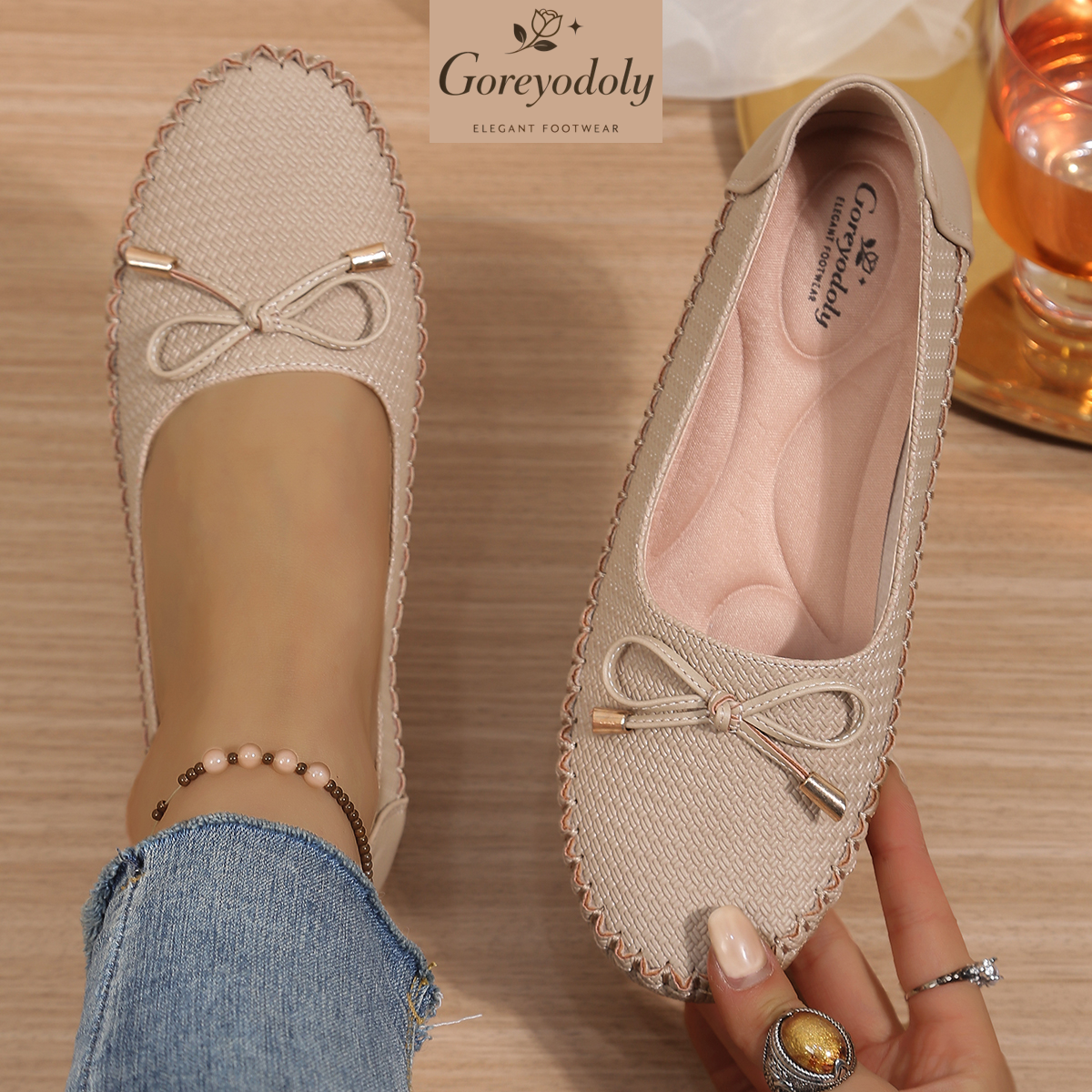 Leatherwork Drawing - Goreyodoly Womens Casual Slip On Flats