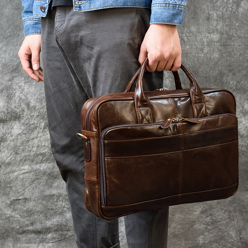 Leather Work Handbag - Luxury Genuine Leather Handbag for Men
