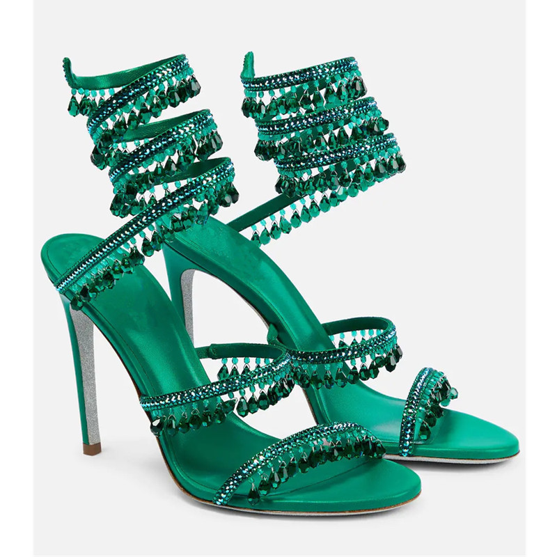 Sexy Green Crystal Fringe Stil - огляд і ціна Leather Work Heels