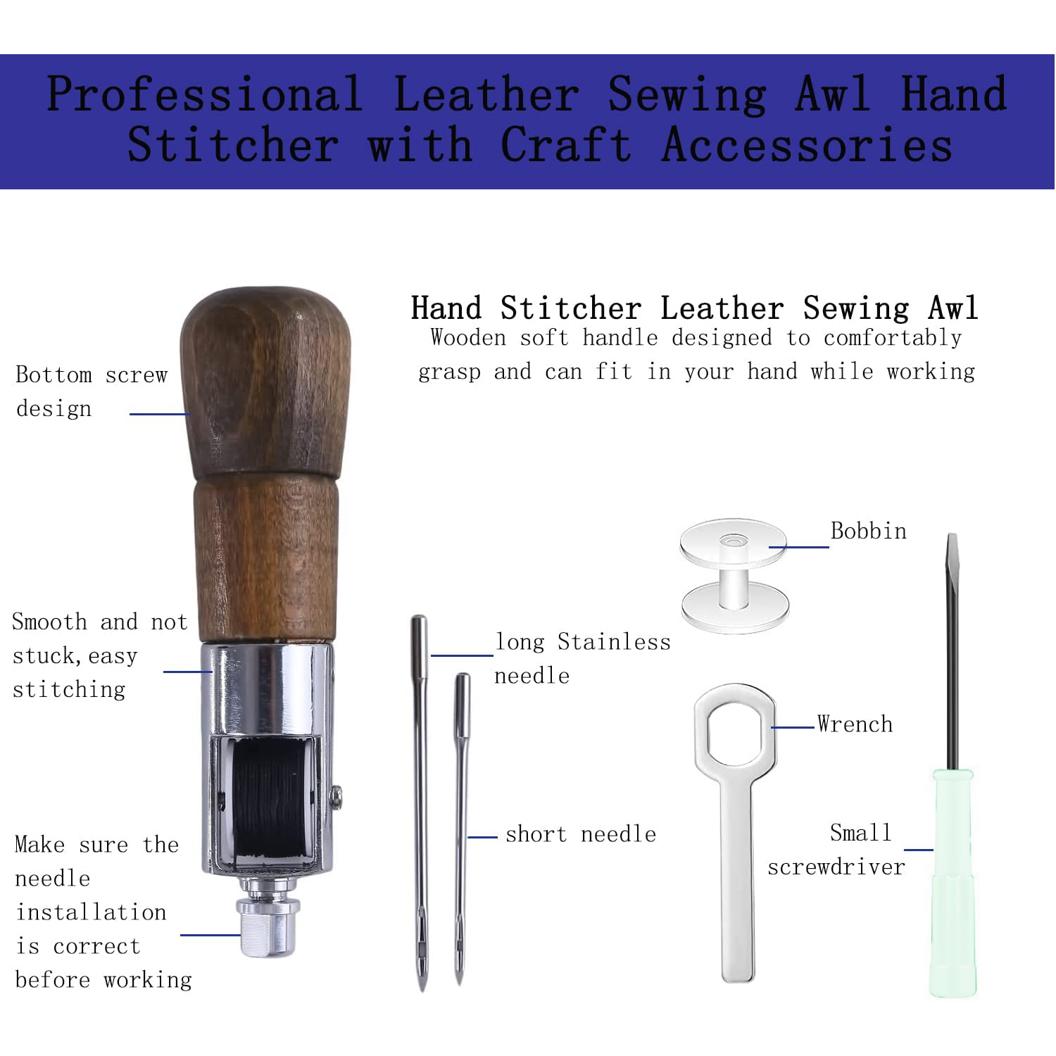 Leather Sewing Awl Thread Kit  - огляд і ціна Leatherwork Kit