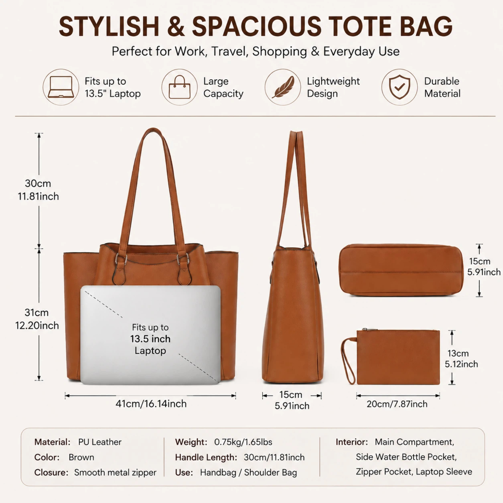 Tote Bag for Women, Large PU L - огляд і ціна Leather Work Leather