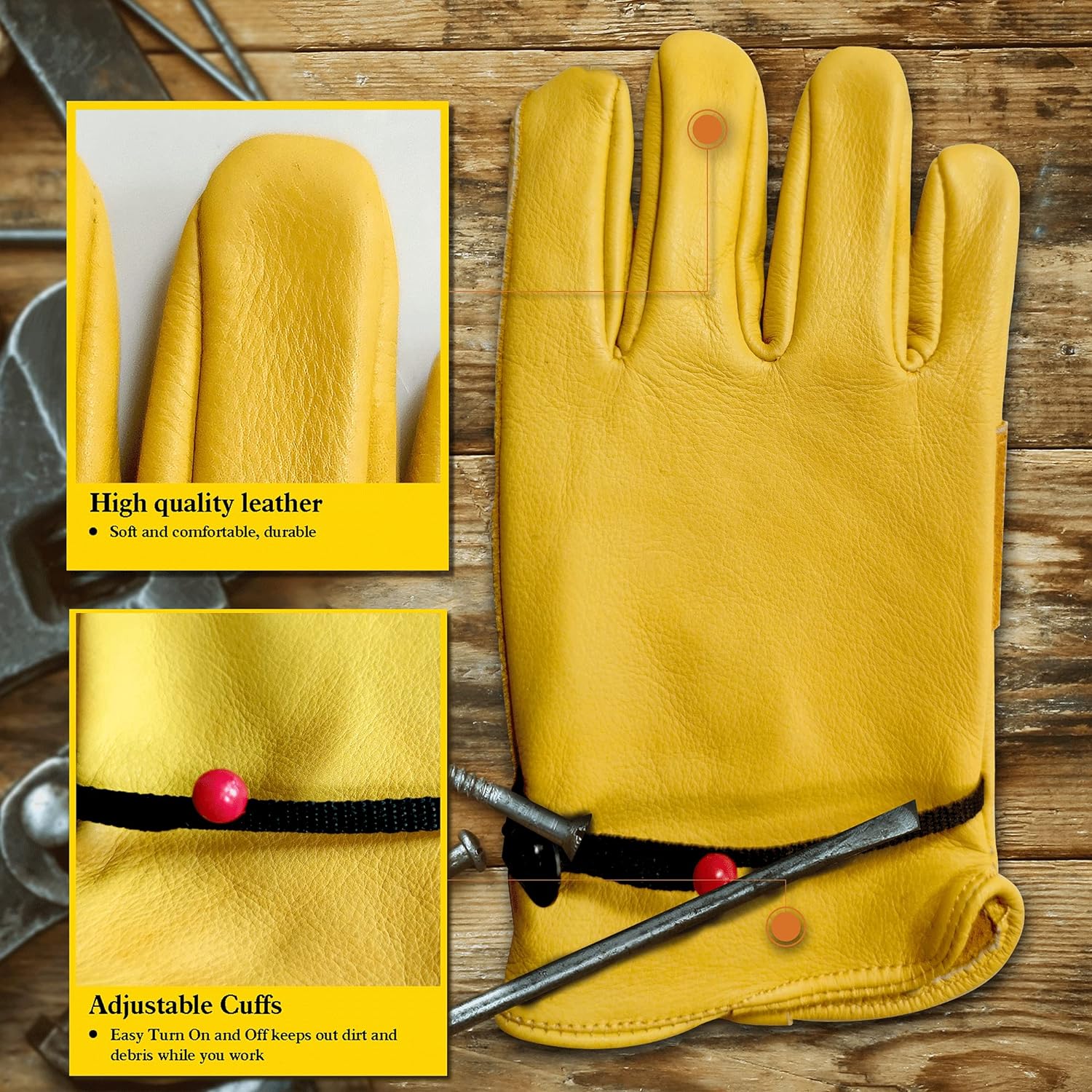 Yellow Cowhide Leather Gardeni - огляд і ціна Leatherwork Repairs