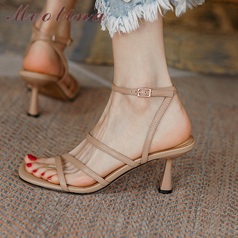 Meotina Sandals Women Shoes Sq - огляд і ціна Leather Work Heels